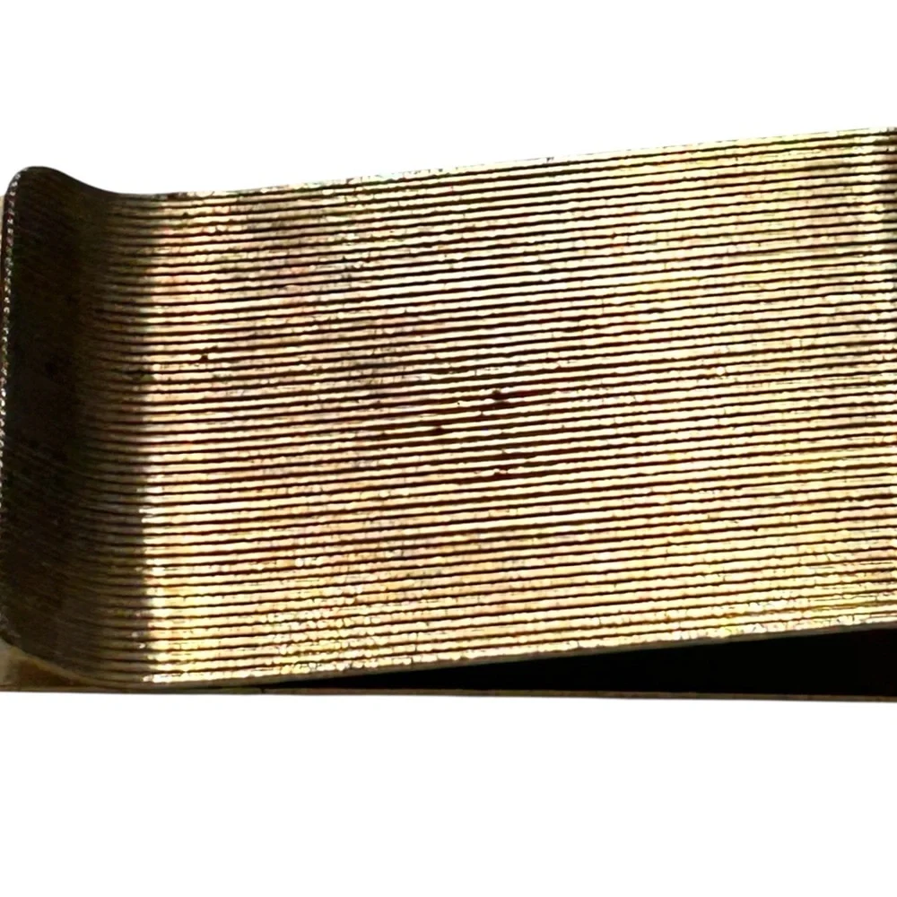 Vintage 2” Money Clip Gold Tone Metal Resin Brown And Gold Landing Eagle